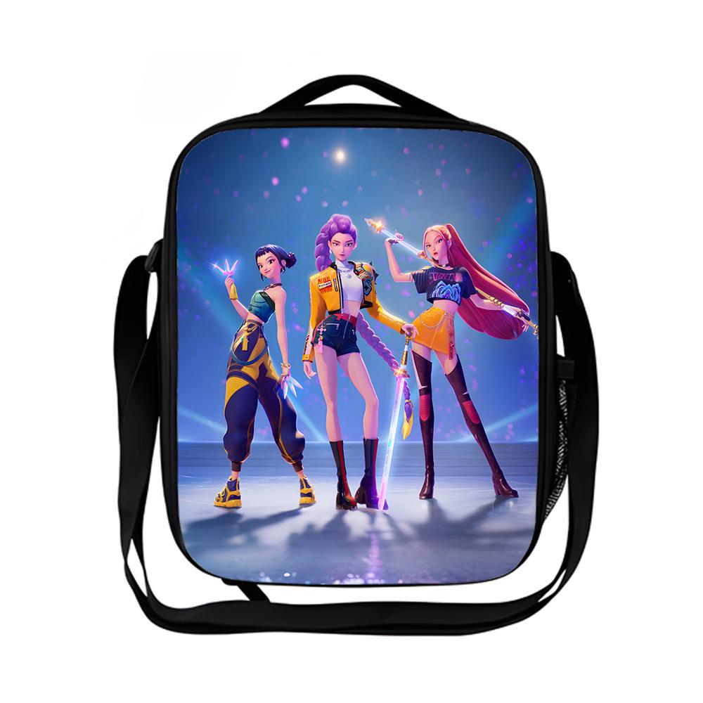 Borsa termica per il pranzo del gruppo di caccia alle streghe Kpop borsa a tracolla per ragazzo scuola elementare borsa a tracolla con cartoni animati borsa da picnic portatile KTB