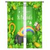 St Patrick Day Curtains Shamrocks Gold Beer Hat Voile Curtain Green Lucky Leaves Window Drapes Bedroom Living Room Sheer For Area Made Of Polyester