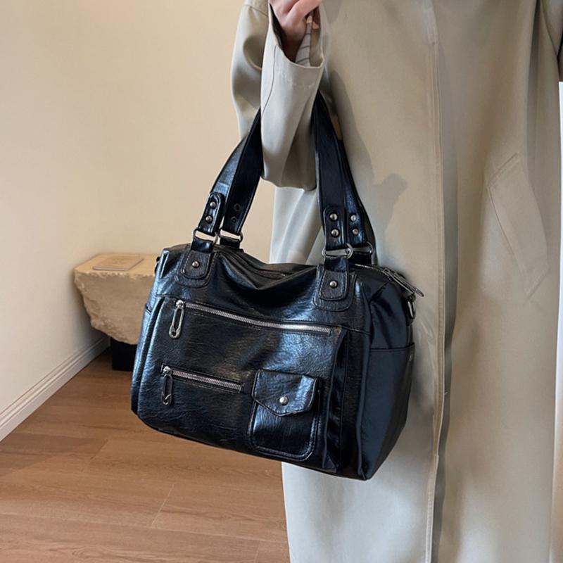 Vintage kabelka tote z PU kůže v evropském stylu Dámská velkokapacitní ležérní kabelka přes rameno crossbody Módní KTY