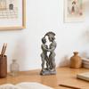 Resin Sculpture Statue of Two Standing Male Figures One Wearing a Helmet Detailed Textured Finish for Home Decor Indoor Use