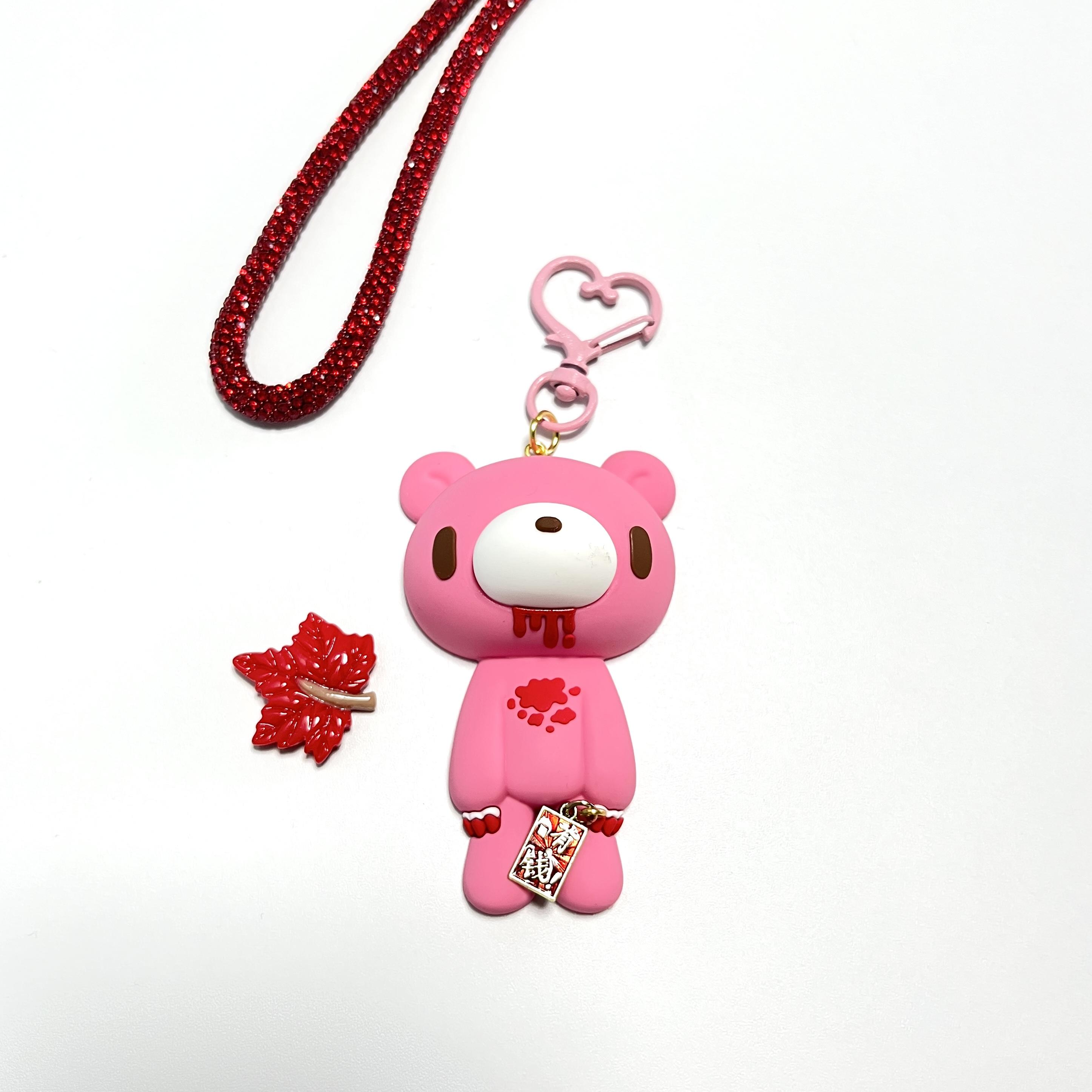 Gothic Gloomy Bear Keychain Bloody Violence Bear Pendant Chinese Lucky Charm Key Ring Women Bag Car Accessories Horror Gift