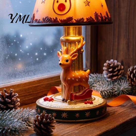 Holiday Decorations Christmas Lighted Table Lamp, Santa Claus Reindeer Ornaments Desktop Ornament for Living Room Bedroom Indoor Home Decor