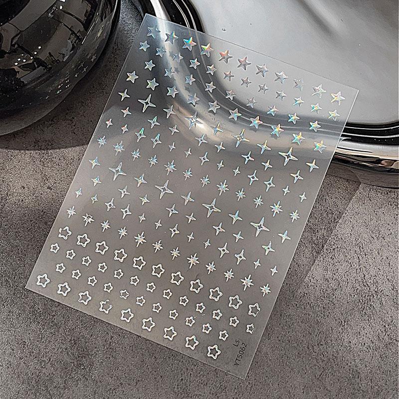 1 Sheet Hollow Star Nail Art Stickers Pentagram Self-Adhesive Nail Decals for Women Girls DIY Manicure Salon Decor