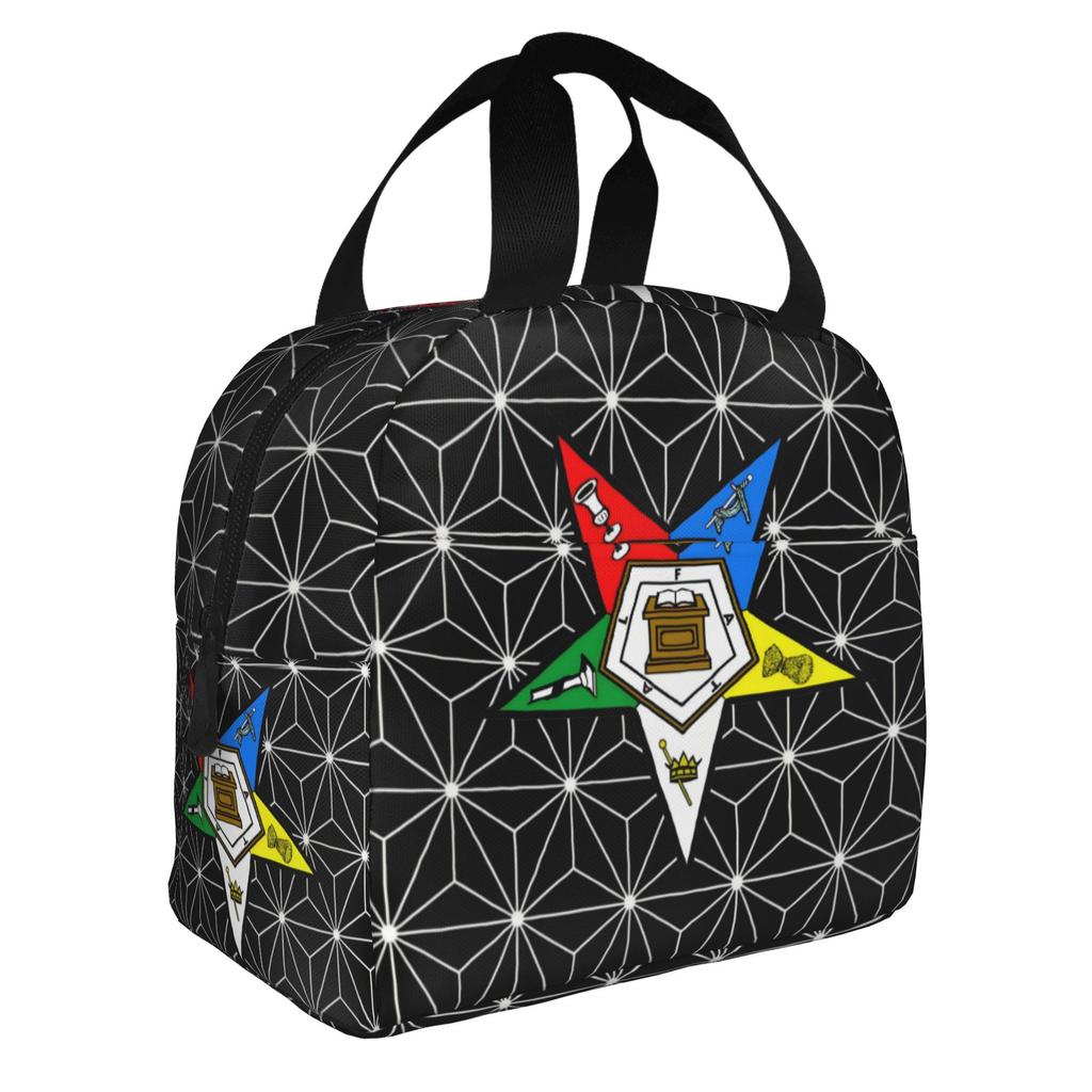 Order Of The Eastern Star Logo Thermal Insulated Lunch Bags Women  Portable Lunch Container for School Multifunction Food Box