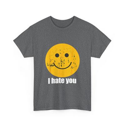 Ik Haat Je Gele Lachende Gezicht Shirt, Blij Lachend Gezicht Vintage Shirt