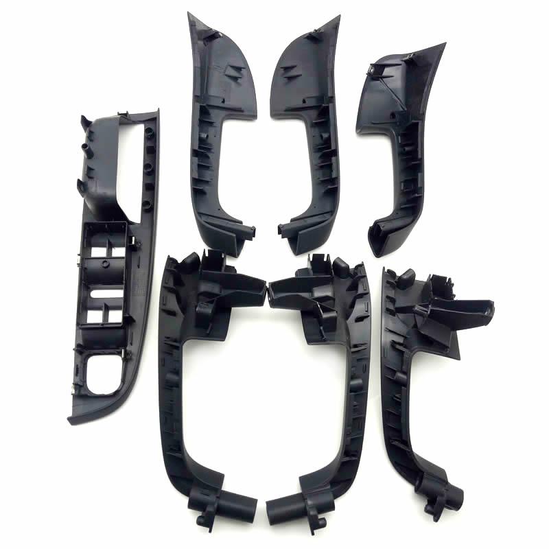 7PCS Black Interior Handle Door Grab Window Switch Bezel Cover for Golf 5 GTi-MK5 Jetta Inner Armrest 1K0 868 040B