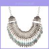 Collana da Donna con Decorazione in Pietra Sintetica Stile Etnico e Design con Frange Per Amanti dei Gioielli Boho