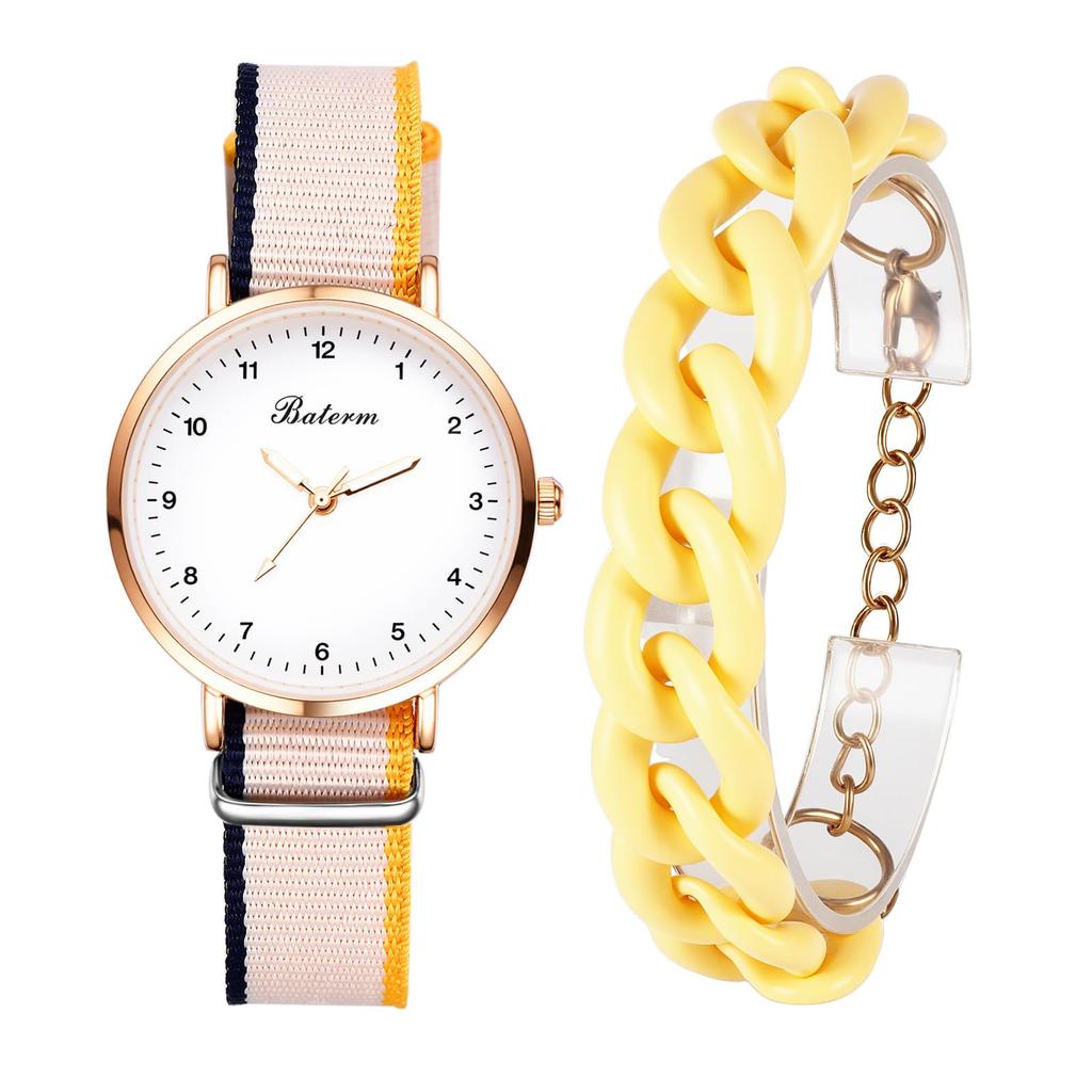 Watch Bracelet Set Canvas Braided Cute Stylish Analog Display Waterproof Quartz Watch Fashion Watch Accessories Birthday Anniversary Christmas Day