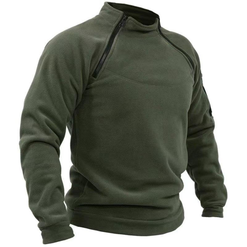 Men's Tactical Stand-up Collar Zipper Hoodie Fleece Jacket