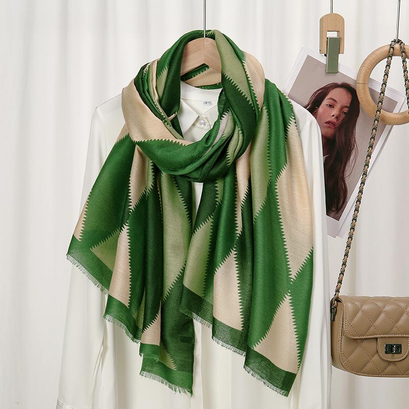 Winter Thick Viscose Scarf Geometric Plaid Fringe Cotton Shawls And Wraps Pashmina Stole Bufandas Muslim Hijab Sjaal 180*90Cm