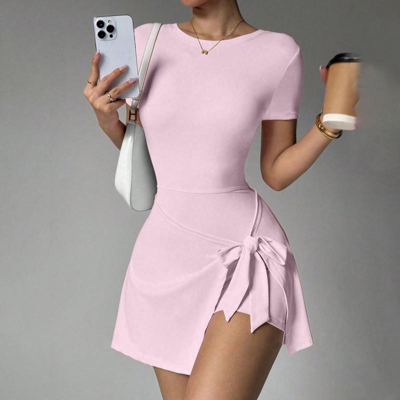 Fake Two-Piece Anti-Exposure Tight-Fitting Sports Dress Slimming Strap Casual Fitness Back Yoga Tennis Dress