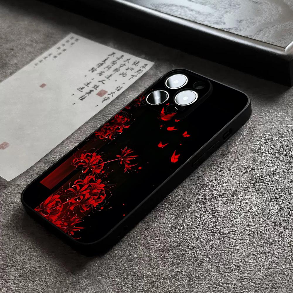 Rote Spinnenlilie Blume der Hölle Handyhülle für 17 Pro Max für iPhone 14 16 Pro Max 12 15 11 13 Pro Xr X Xs 8 7 Plus Rückabdeckung