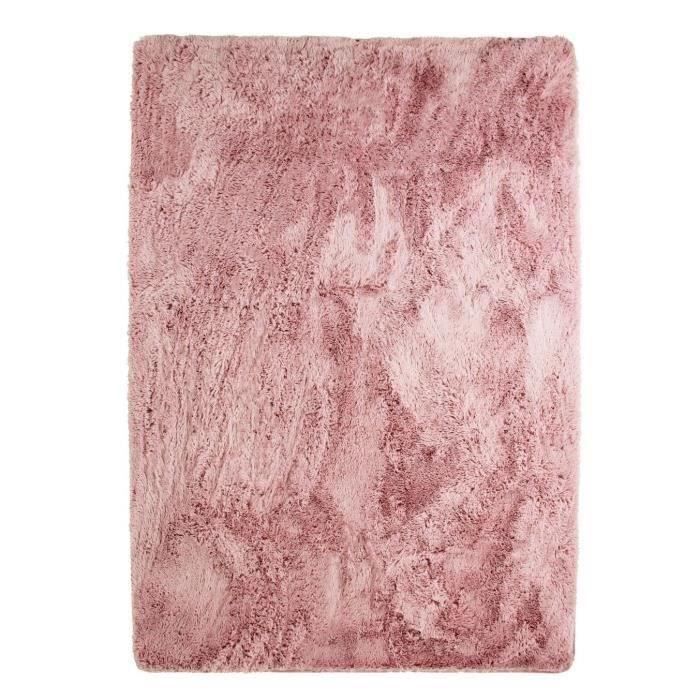 Shaggy Living Room or Bedroom Rug - Neo Yoga - Washable Rug with Fine Base In Extra Soft Long Pile Microfiber Pink 160 X 230 Cm
