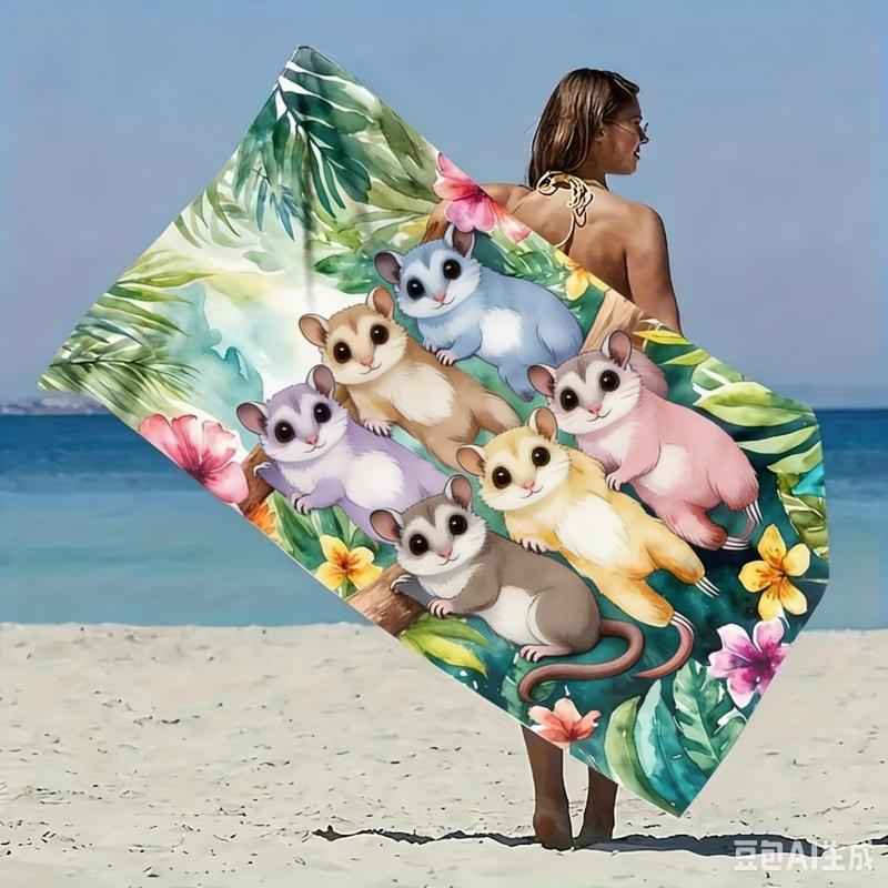 Newest Beach Sand Towel Watercolor Colorful Sloth Tropical Floral Beach Towel Microfiber Summer Pool Quick Dry Travel Towel