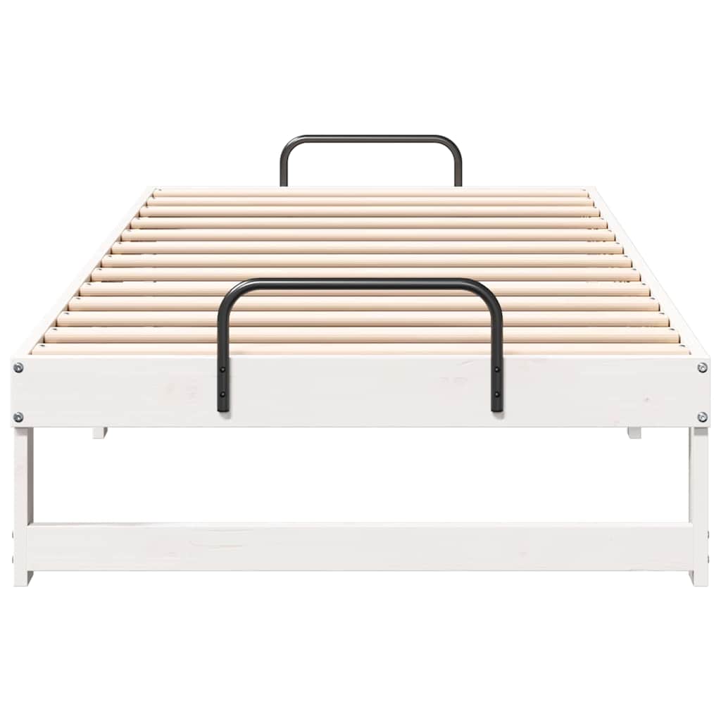 Bed Frame White 75 x 190 cm Solid Pine Wood