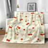 Art Illustration C-Cherry Floral Bow Throw Lightweight 240g Flannel Blanket Soft Skin-friendly for Summer Cooling