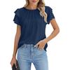 Women's Formal Casual Summer Pleated Short Sleeve Round Neck Top