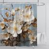 3D-tryck Duschdraperi i kinesisk stil Lyx Diamant Blomma Polyestertyg Badgardiner Hög kvalitet Med krokar Badrumsmatta