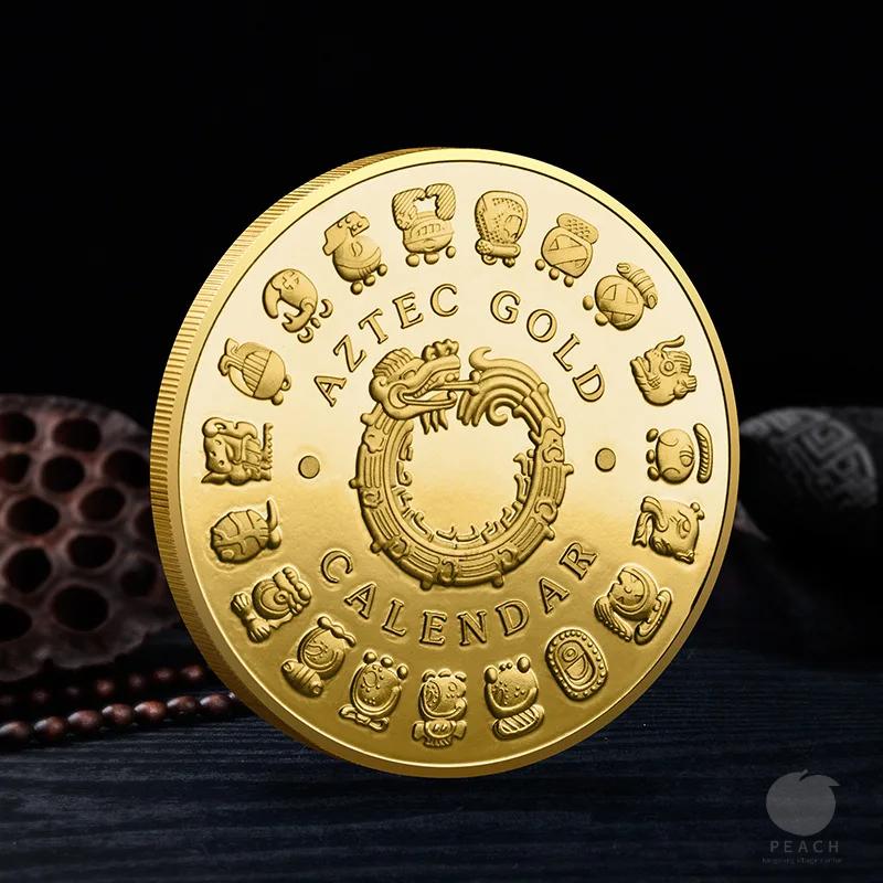 

Сувенирная монета Мексика Майя Ацтеки Календарь Искусство Пророчество Культура Золотые монеты Коллекционные золотой