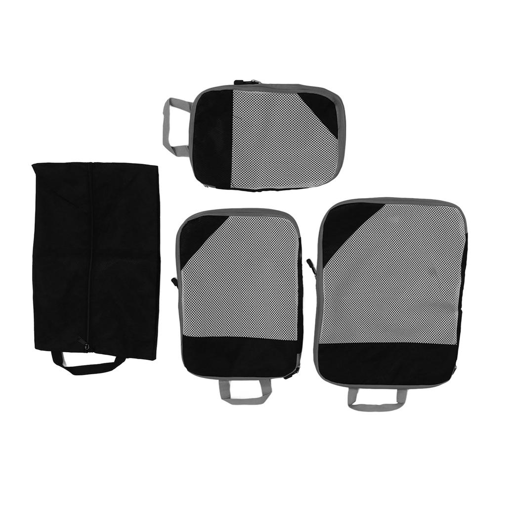 Compression Packing Bags Waterproof Portable Luggage Suitcase Organizer Pouch for Clothing Underwear Shoes 4pcs Black