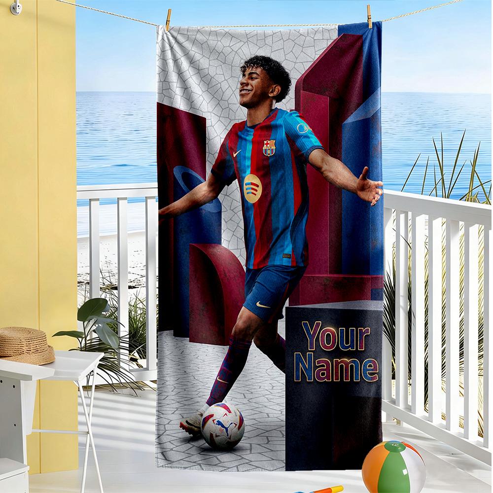 Lamin Yamal Personalized Text Beach Towel Soft Durable Quickdry