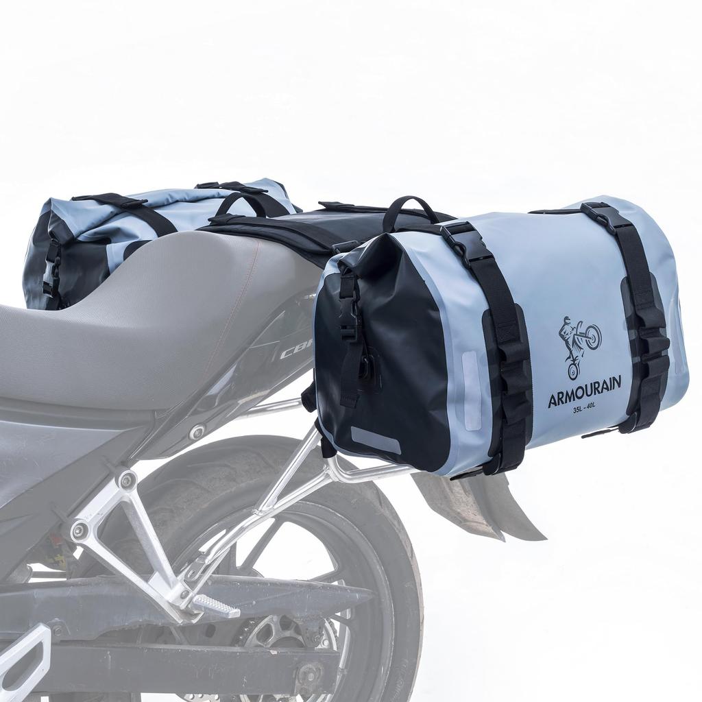 ARMOURAIN Motorcycle Saddle Bag 70L Motorcycle Gear Riding Rear Seat Bag (35L2) (Grey)