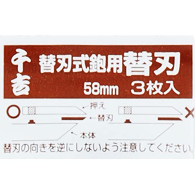 Senkichi Planer Replacement 58mm Blade Depth x Height x Width Blades, 3-Pack, Width, One-Touch Replacement, 0.3cm 6.5cm 2.5cm