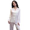 Women’s Ice Silk Pajama Set Long Sleeve Top and Pants Spring Summer Autumn Herringbone Pattern Elegant Loungewear