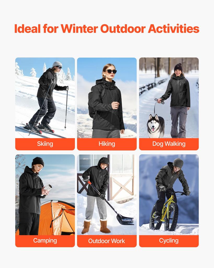 VEVOR Heated Jacket for Women with 7.4V Battery, Soft Shell Electric Heating Coat