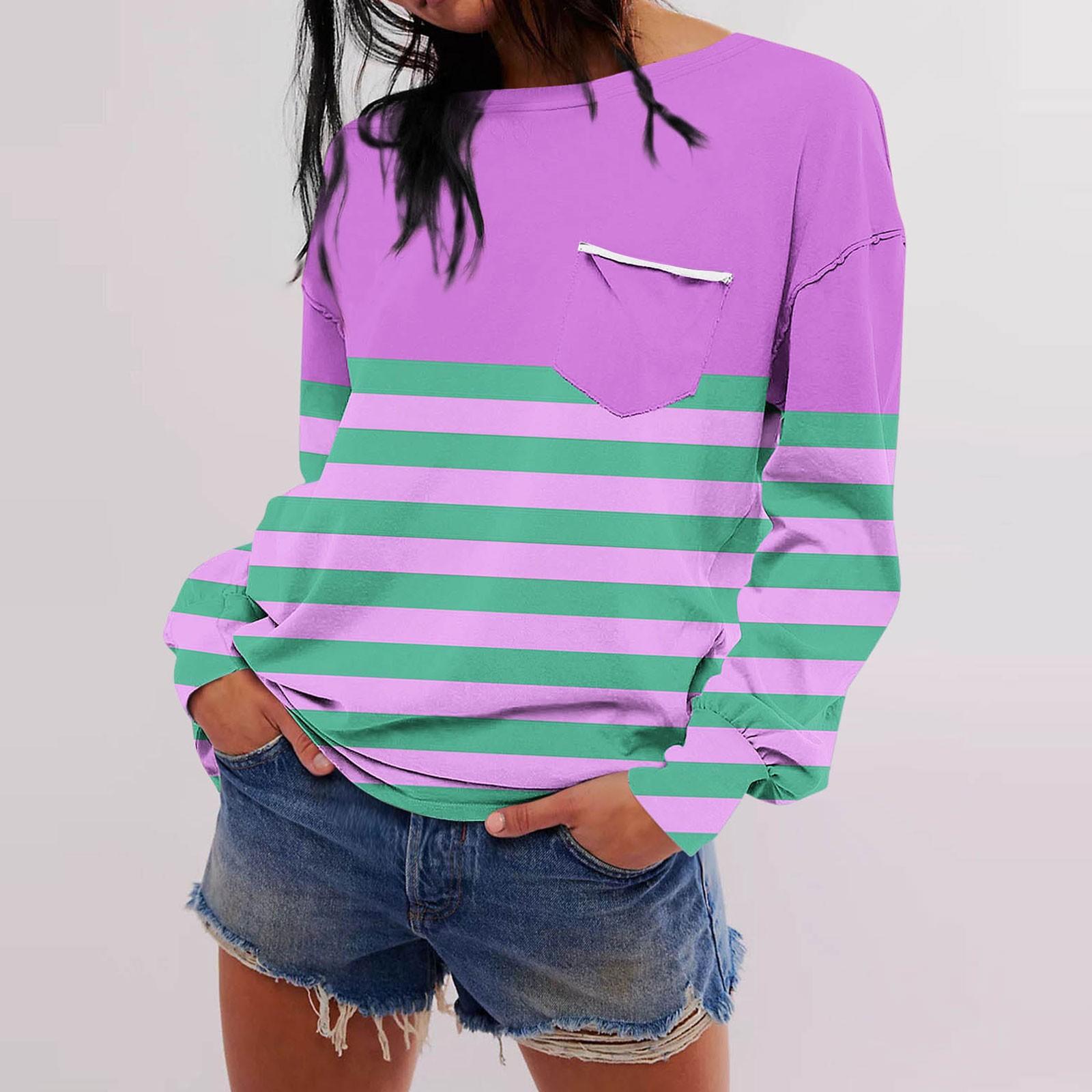 

Женская мода с длинным рукавом, осенний полосатый принт, свободный топ с круглым вырезом и длинными рукавами XXL