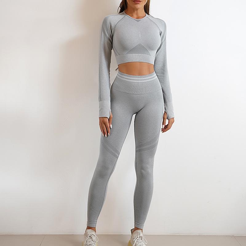 JYL Seamless Knit Yoga Set Hip Lifting Backless Fitness Outfit
