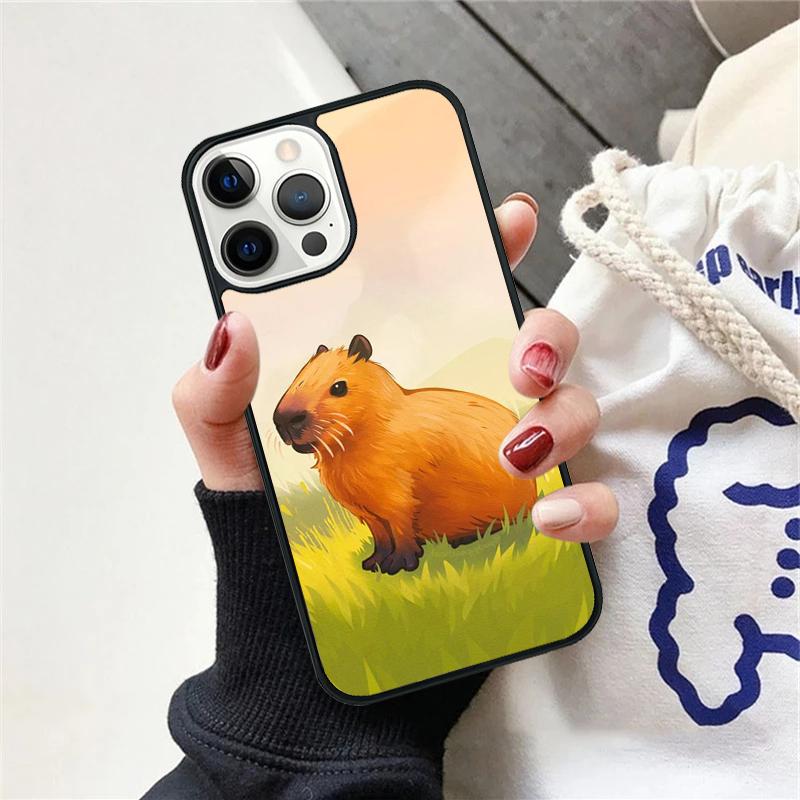 Cute Cartoon Capybara Phone Case For iPhone 17 Air 15 16 Cover 11 13 14 Pro Max 12 Plus Max Fundas