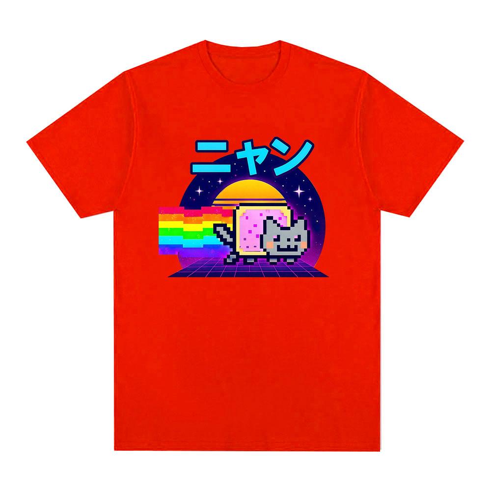 Maglietta Unisex Divertente Meme Gatto Kawaii Nyan Abbigliamento Donna Moda Casual Magliette in Cotone Harajuku Girocollo Maniche Corte T-Shirt