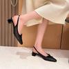 579-6 Woven French Retro Hollow Thick Heel Women's Shoes 2025 Summer New Pointed Bow Empty Sandals