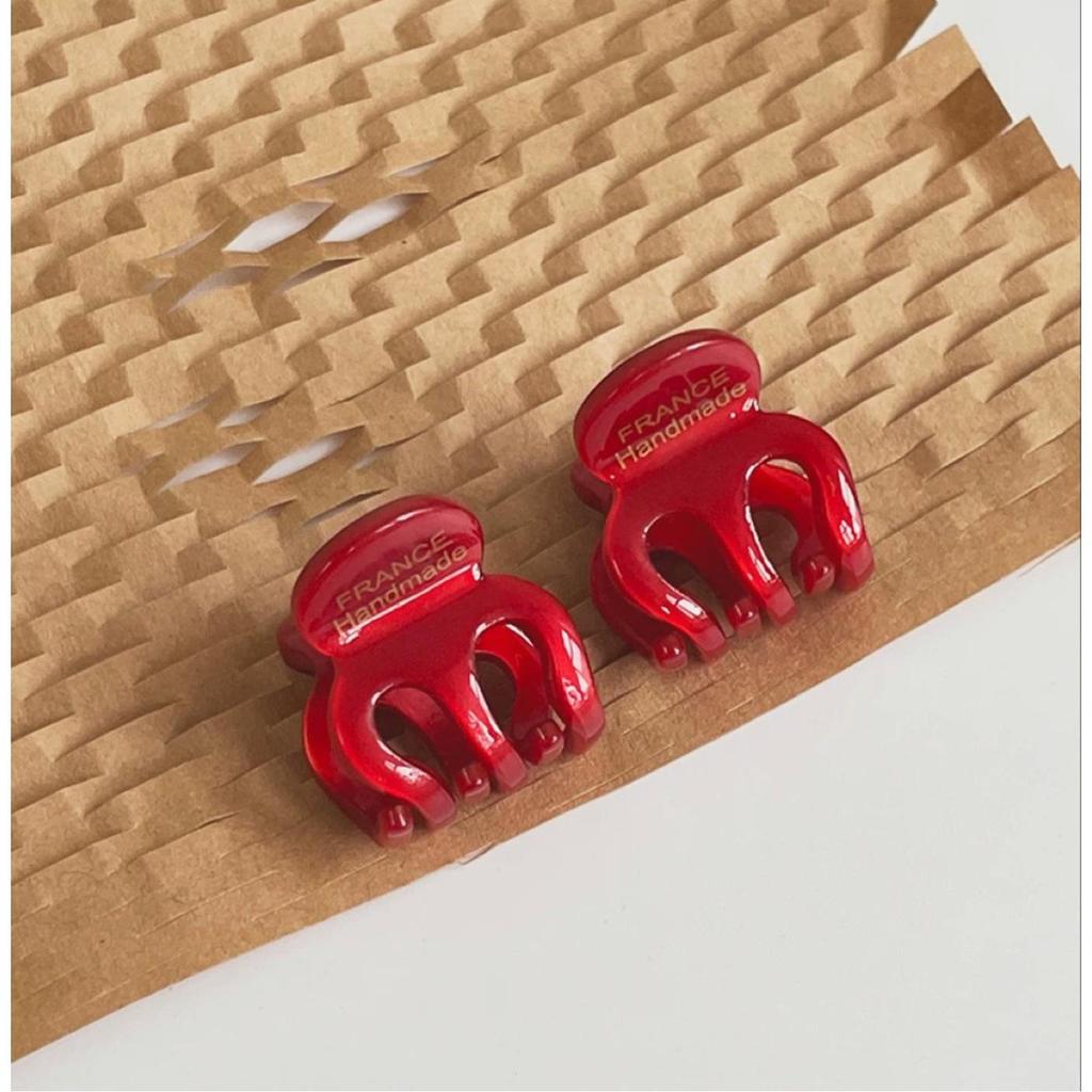 Korea France Red Christmas Bow Hair Clip, BB Hairpin, Acetate Hair Accessory