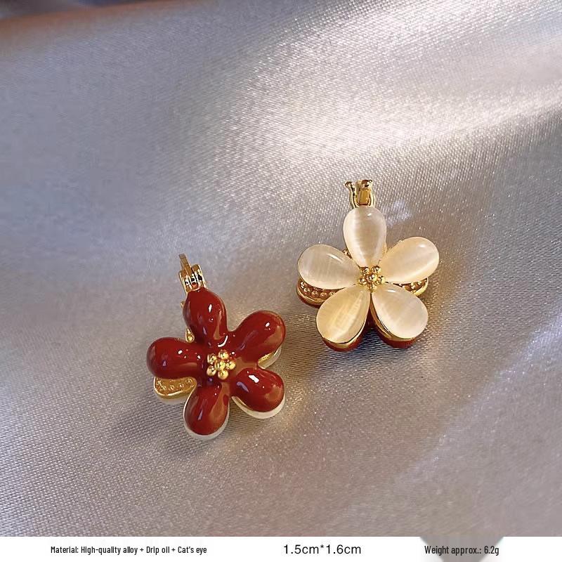 

Серьги-пусеты в ретро-стиле с красной глазурью «капля» для женщин - Уникальный нишевый дизайн начала осени