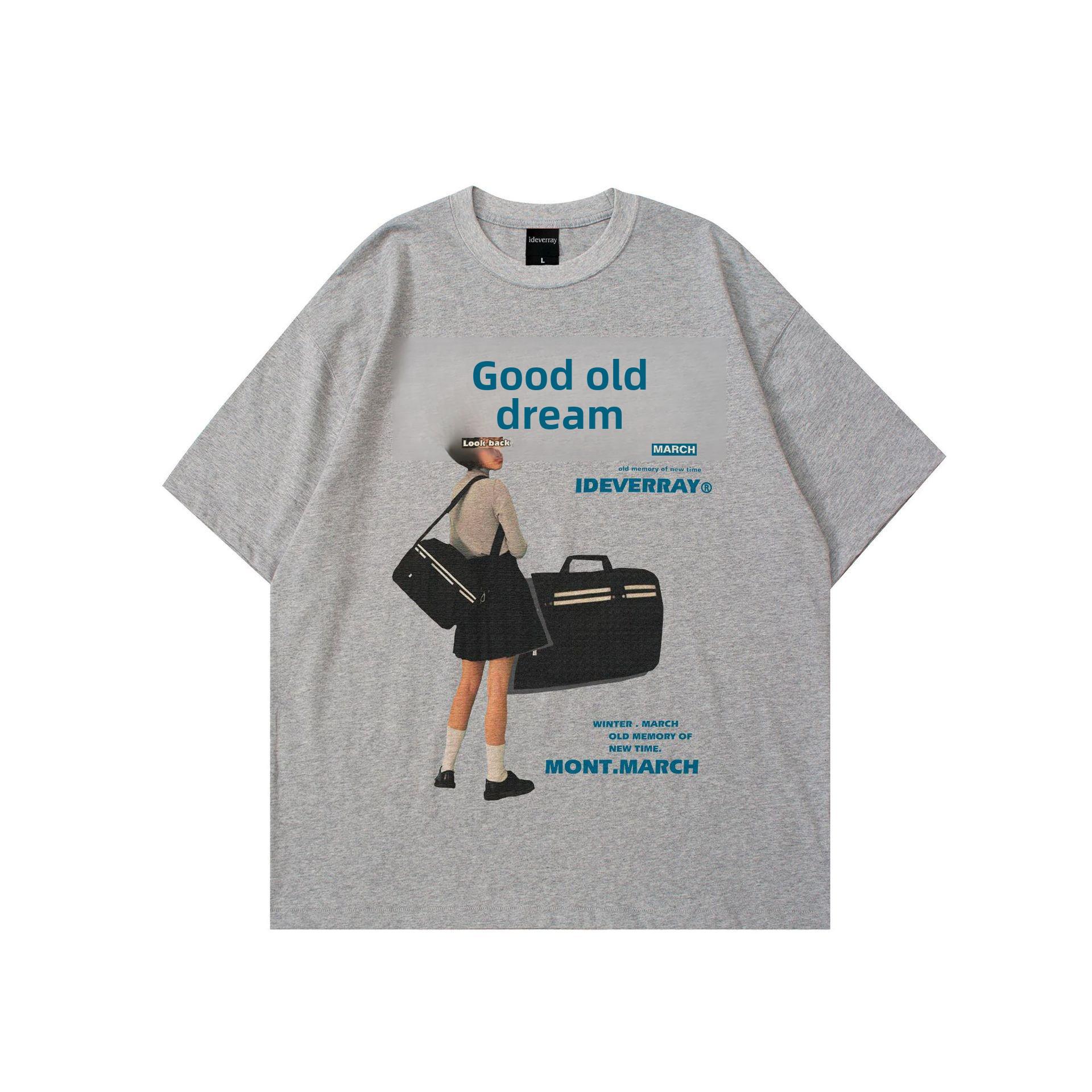 

Футболки унисекс в японском стиле VUNC в стиле ретро - 200 г чистого хлопка, свободный крой, короткий рукав, цифровая печать Small светло-серый