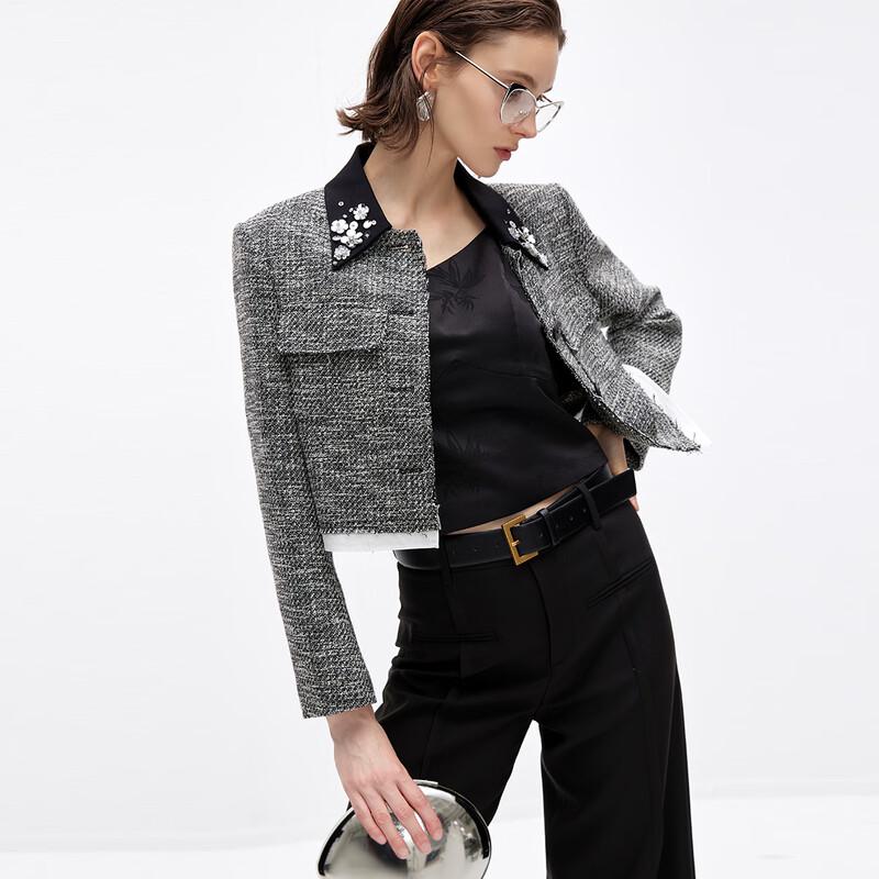 Короткая куртка Shetu с контрастным воротником и хрустальной отделкой L