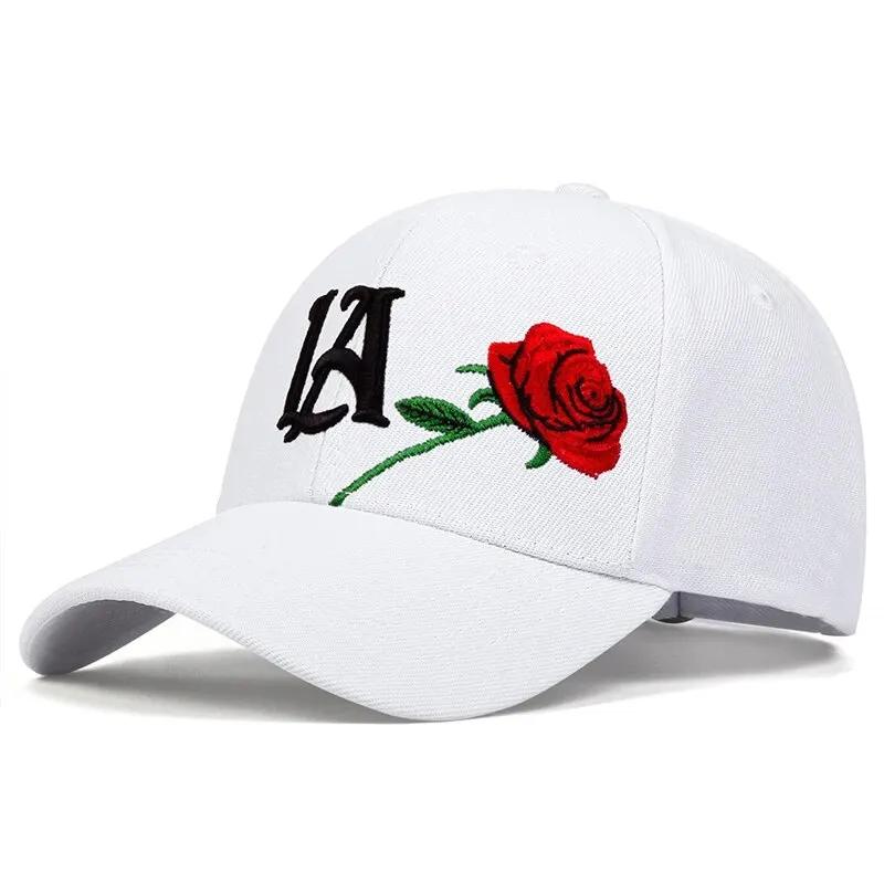 

Унисекс Бейсболки LA Rose с вышивкой Весна и Осень Уличные Регулируемые Повседневные Кепки Шляпа от Солнца белый