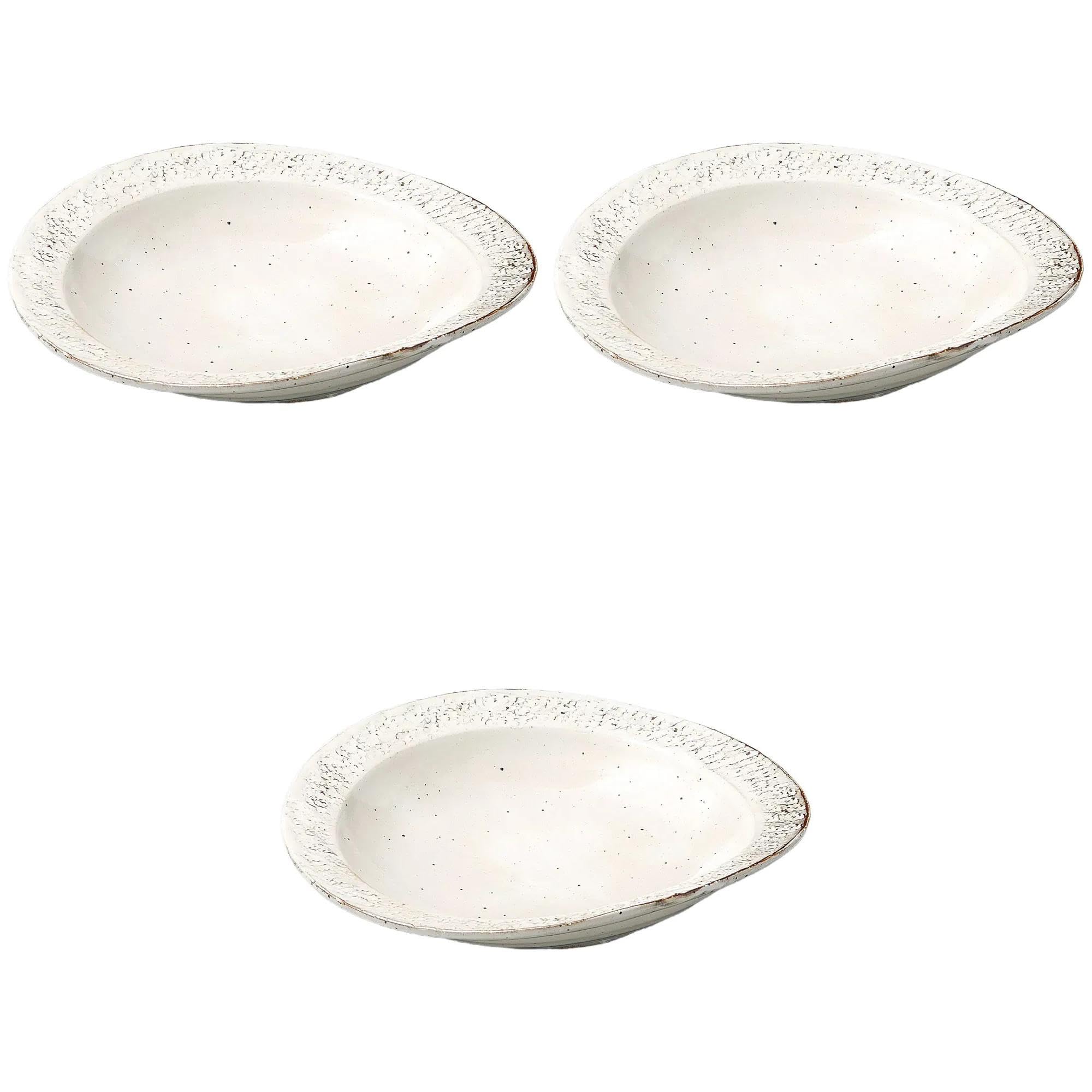 

Set of 3 Kohiki Oval Serving Plates x x Noodle Plates Setomonohonpo Stone-patterned [28 26.3 6.3 cm]