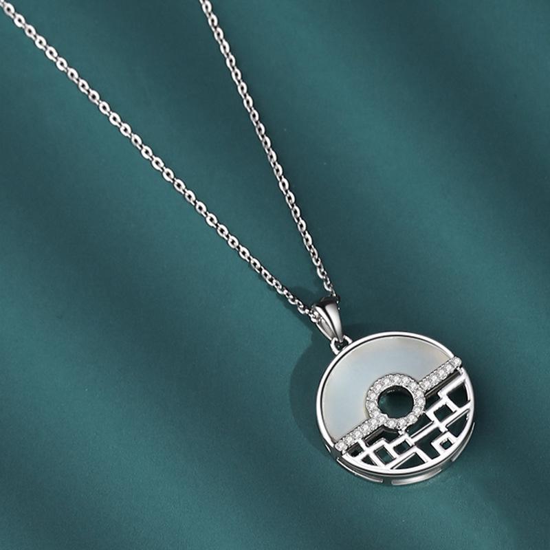 

Elegant High-End S925 Silver Hetian Jade Flower Window Necklace for Women - Versatile Chinese Style Pendant Jewelry 925 Silver