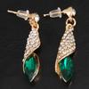 Fashion Jewelry Ladies Blue White Water Drop Shaped Crystal  Zircon Metal Dangle Earring for Women Party Jewelry