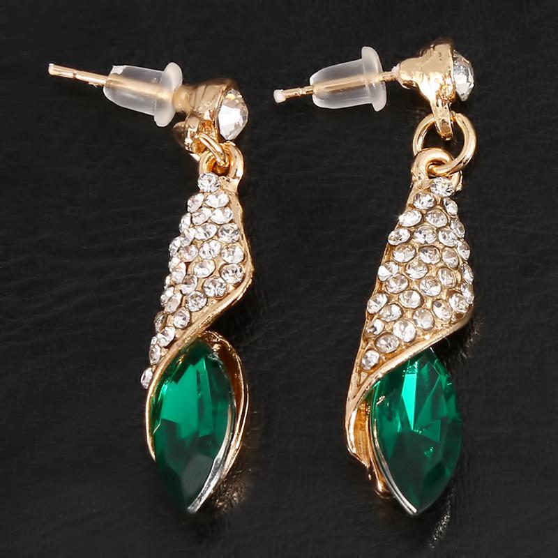 Fashion Jewelry Ladies Blue White Water Drop Shaped Crystal  Zircon Metal Dangle Earring for Women Party Jewelry