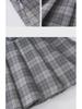 Women's American Retro Plaid High Waist Pleated Skirt - Early Autumn College Style, Anti-Exposure