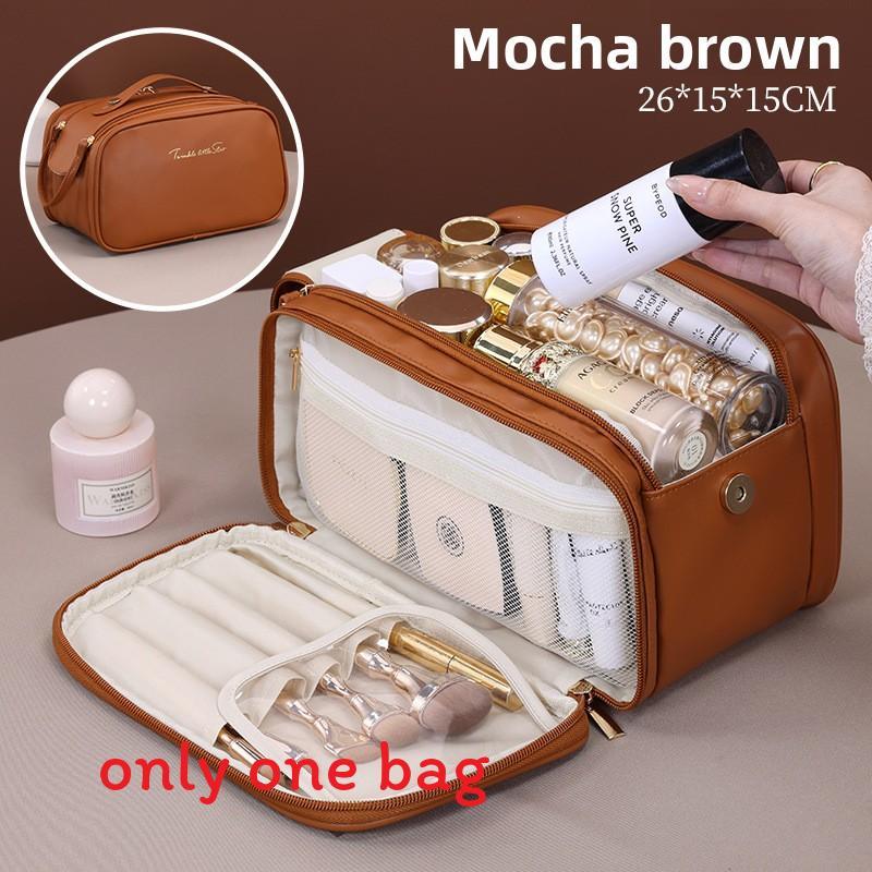 French Charm Multilayer Makeup Bag With Waterproof Pu Material For Travel And Daily Use