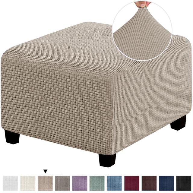 Quadratische Gewebte Jacquard Hockerbezug Elastisch All-Inclusive Hockerbezug Bank Hockerbezug Waschbar Möbel Schutzhülle Hockerbezug
