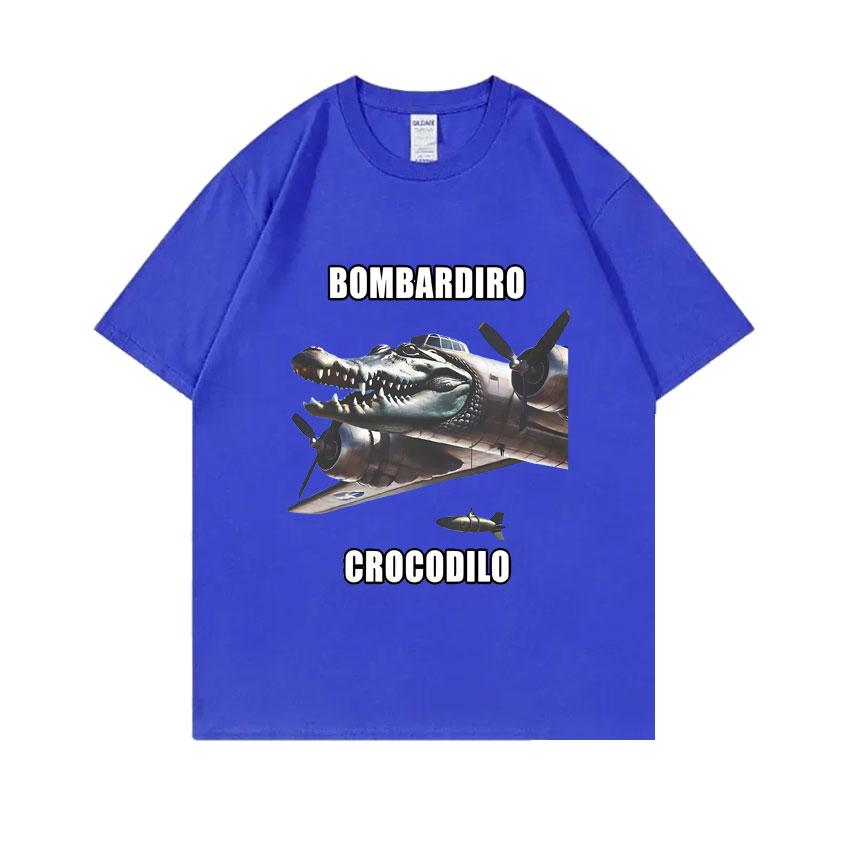 Bombardiro Crocodilo Funny Crocodile Plane Bomber Meme Graphic T-shirts Men Hilarious Humor Brain Rot Tops 100% Cotton T Shirts