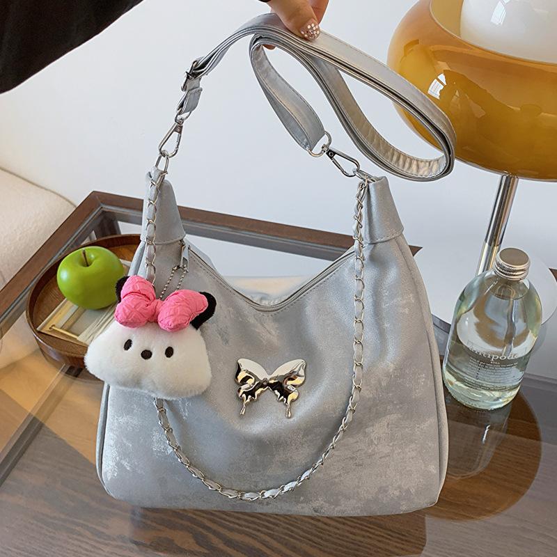 

Модна жіноча сумка з елементами метелика, літо 2024, нова універсальна жіноча сумка великого об’єму з ланцюгом на одному плечі під пахвою Without pendant срібний