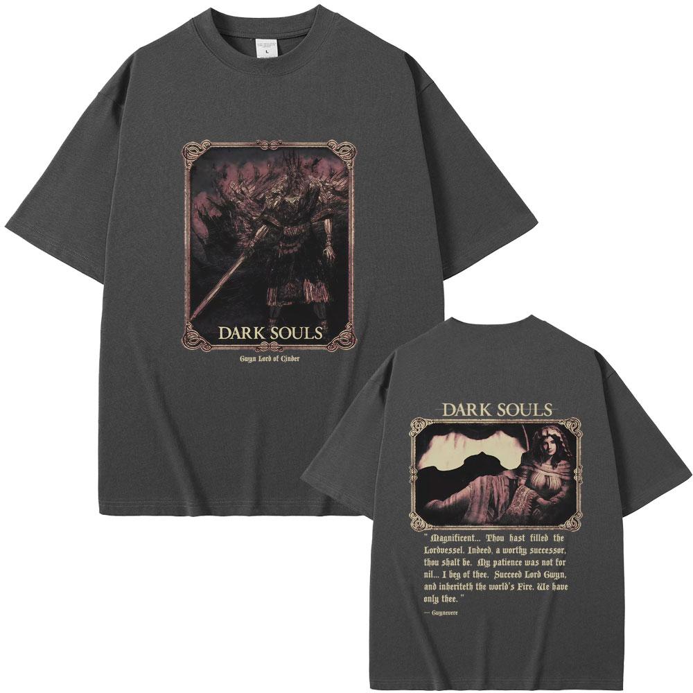 Game Dark Souls Tshirt Unisex Women 90s Retro Gothic Rock T Shirts Male Punk Oversized Streetwear Unisex Soft Cotton Tshirt Tops
