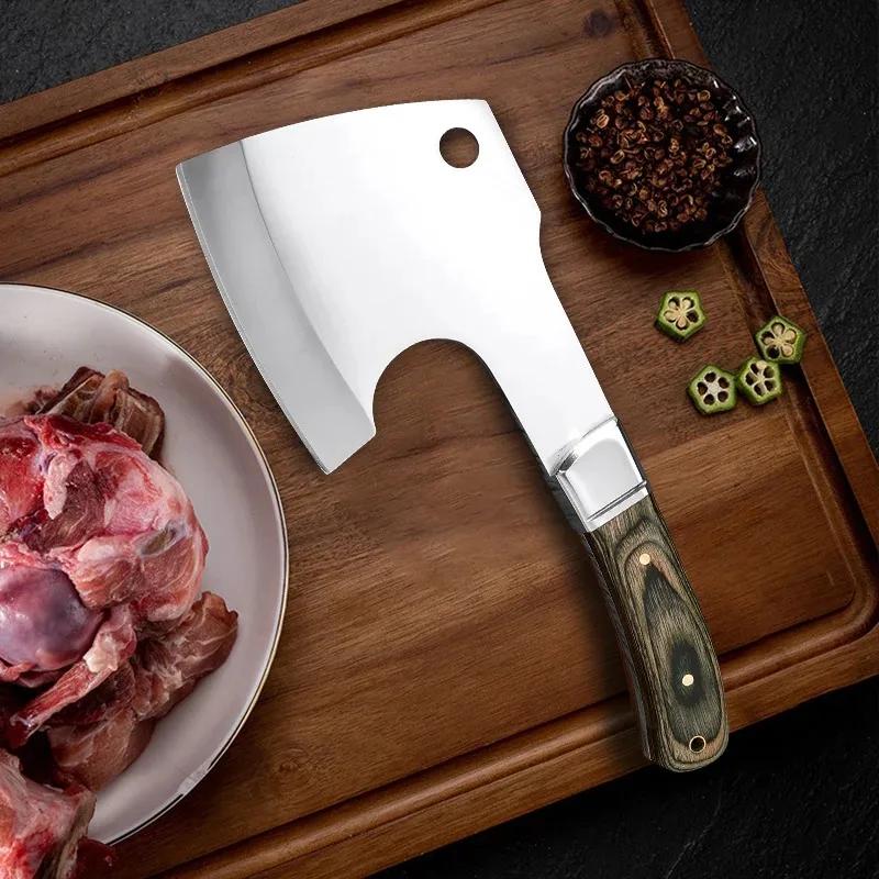 Stainless Steel Bone Knives Hand Forged Blade Kitchen Knives Wooden Handle Chef Cook Meat Cleaver Sharp Vegetable Butcher Knife